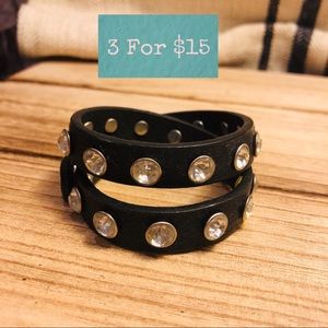 LEATHER LIKE & Rhinestone Wrap Bracelet NOW 3/$10